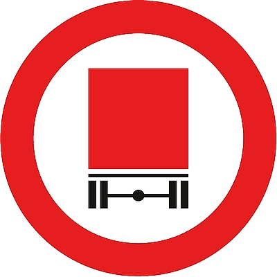 תמרור 407 - אסורה הכניסה לרכב המוביל חומר מסוכן החייב בסימון על פי דין למעט אספקת דלק וגז