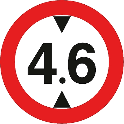 תמרור 416 - אסורה הכניסה לרכב שגבהו כולל המטען עולה על מספר המטרים הרשום בתמרור