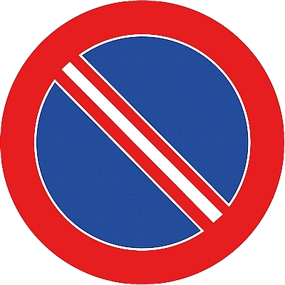 תמרור 433 - אסורה כל עצירה וחניה של רכב בדרך בצד שבו הוצב התמרור