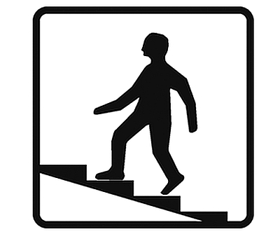 תמרור ס-6 - מעבר עילי להולכי רגל (עם מדרגות)