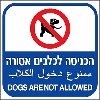 הכניסה לכלבים אסורה 40x40 ס"מ