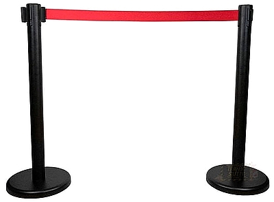 two black barrier post connected