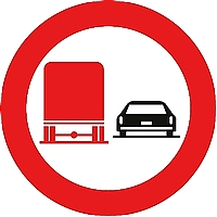 תמרור 422 - אסור לרכב שמשקלו הכולל המותר עולה על 4 טון לעקוף או לעבור על פניו של רכב מנועי